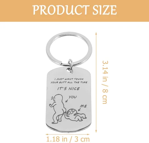 Vista 2 de NOLITOY 2 llaveros de metal con llavero de metal, regalos conmemorativos, decoración de metal para novio, dentaduras postizas, parejas, amantes