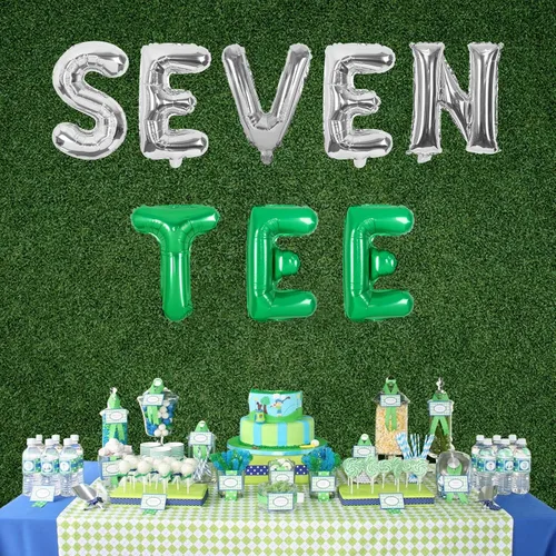 Vista 2 de Seventee - Decoraciones de cumpleaños de golf, suministros para fiesta de cumpleaños de 70 años, globos de bola de golf, globos de letras