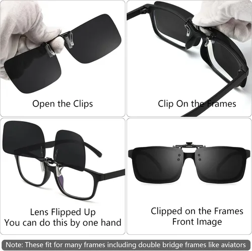 Vista 5 de CAXMAN Gafas de sol polarizadas con clip para hombres y mujeres, protección UV