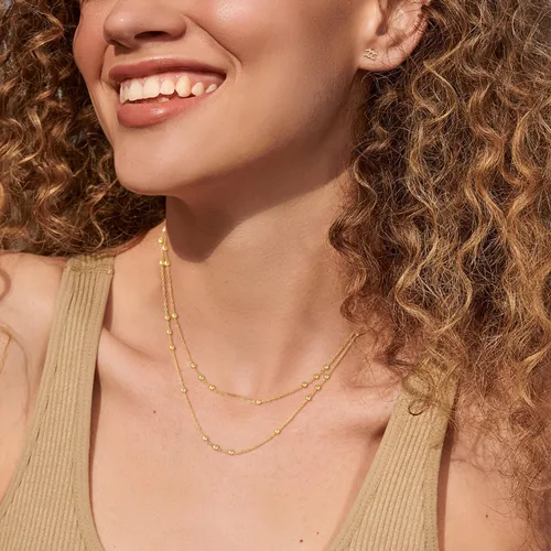Vista 4 de Gargantilla de perlas para mujer, delicada cadena de perlas chapada en oro de 14 quilates, joyería de oro simple y moderna, regalo para niñas