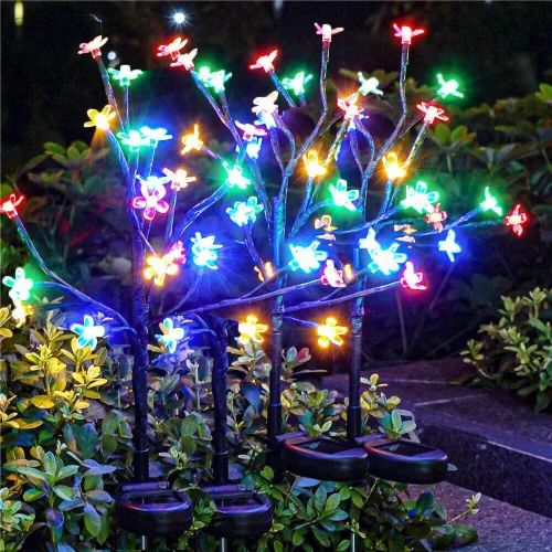 Vista 12 de Luces solares para jardín y exteriores, paquete de 20 luces LED alimentadas por energía solar, diseño de cerezo, impermeable, patio, camino, patio