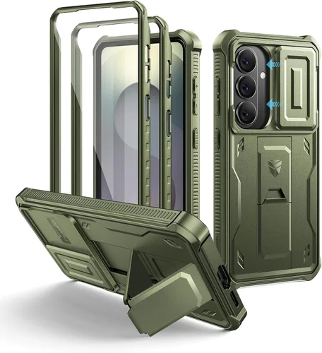 Vista 24 de Dexnor Funda para Samsung Galaxy S24 con Cubierta Deslizante Integrada para Cámara y Protector de Pantalla y Soporte, Funda Resistente a los Golpes