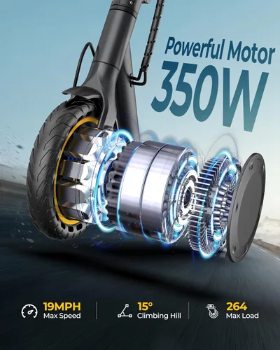 Vista 2 de WERHY Scooter eléctrico, motor potente de 350 W/500 W y neumático de 8.5 Amarillo-gris