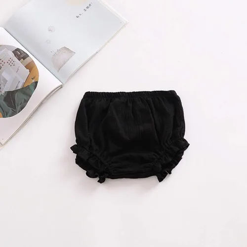 Vista 6 de Conjunto de 3 piezas de pantalones cortos para recién nacidos, bebés niñas y niños, mezcla de algodón y lino, lindos bloomers florales, pantalones