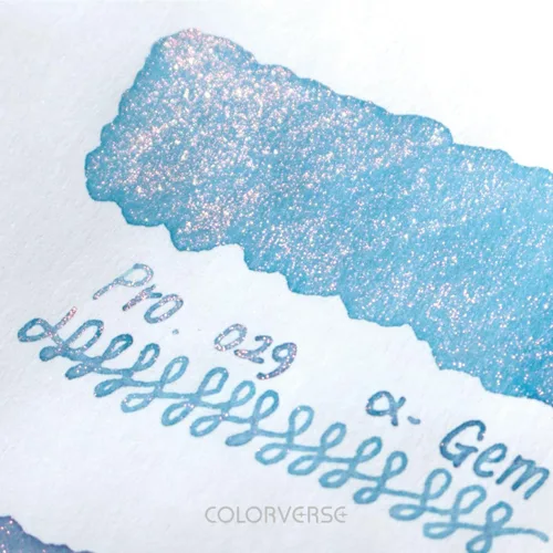 Vista 4 de Colorverse Botella de tinta para pluma estilográfica azul brillante α Gema 2.2 fl oz Brillo/purpurina A base de tinte Serie Proyecto