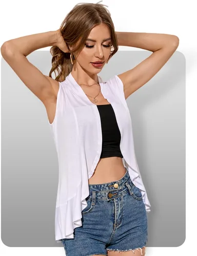 Vista 4 de Xeoxarel Cárdigan sin mangas para mujer con frente abierto (S-3XL)