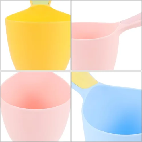 Vista 6 de Paquete de 3 cucharones de agua de plástico de 7.08 x 4.13 x 3.93 pulgadas, tazas de agua multiusos para baño, cabello, champú y cocina, diseño