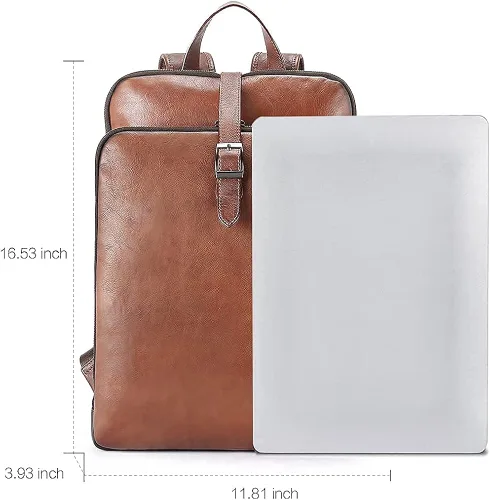 Vista 3 de CLUCI Mochila para mujer, paquete de cuero de grano completo curtido vegetal con cartera para mujer