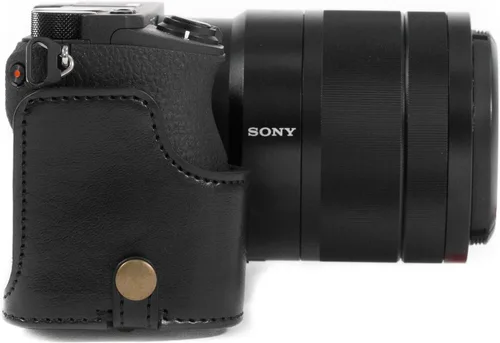 Vista 7 de MegaGear MG1014 Ever Ready Funda de cuero para cámara compatible con Sony Alpha A6500 (hasta 0.630-2.756 in) - Negro