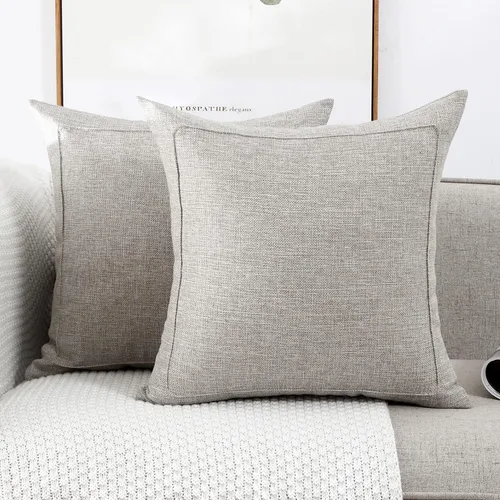 Vista 18 de Jepeak - Fundas de cojín de arpillera, paquete de 2 fundas de almohada cuadradas sólidas, gruesas y decorativas para el sofá o sillón, estilo casa