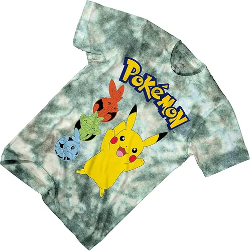 Vista 3 de Pokemon Camiseta de Pikachu Game para hombre, diseño oficial de teñido anudado