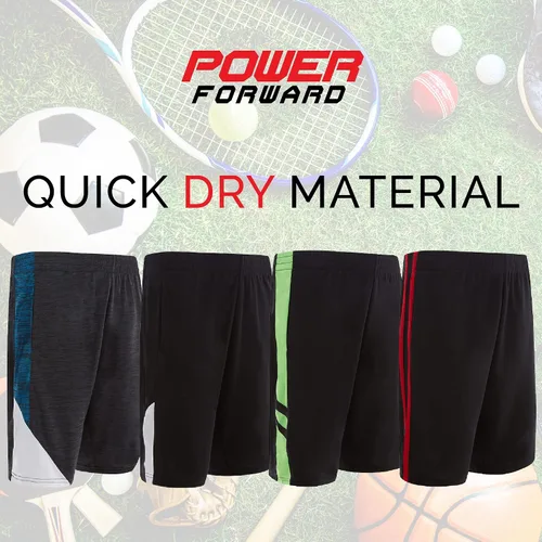 Vista 5 de Power Forward Paquete de 4 pantalones cortos de gimnasio ligeros para niños y jóvenes, atléticos, rendimiento activo, entrenamiento, baloncesto