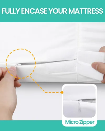 Vista 5 de Protección de colchón individual de 39x75 impermeable WINKAURA, funda de colchón con cremallera, funda de colchón de 9-12" de profundidad, funda