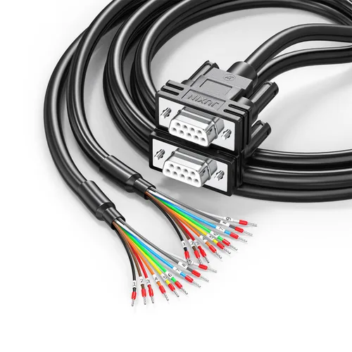 Vista 9 de Cable de extensión serie DB9 de 10 pies, DB9 hembra a cable desnudo con marcador de cable 26AWG, los 9 cables de núcleo equipados con tubos