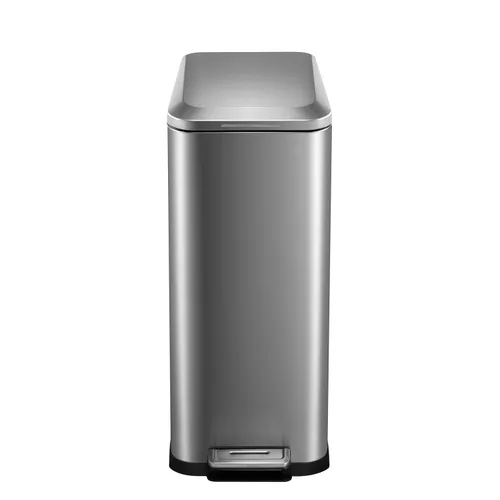 Vista 7 de Cubo de basura de acero inoxidable de 50 litros/13 galones, cubo de reciclaje rectangular con pedal de acero con tapa y cubos interiores, cubo