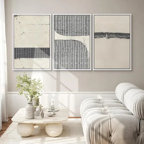 Vista 86 de SIGNWIN Lienzo enmarcado para pared, juego de arte neutro de bosque brumoso, ilustraciones en tono tierra, arte moderno, decorativo, bohemio