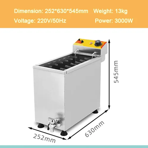 Vista 2 de Freidora eléctrica comercial de 24L de acero inoxidable con queso coreano para perros calientes, máquina de freír mozzarella con ganchos, freidora