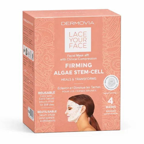 Vista 16 de Máscara facial Lace Your Face de compresión, como se ve en el programa Shark Tank, algodón biodegradable reutilizable, cuidado de la piel, Péptidos