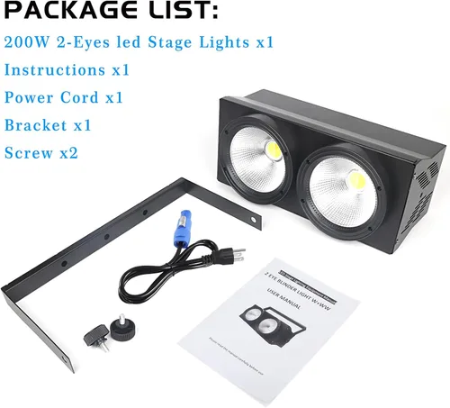 Vista 7 de MAD OWL Luces LED de 200 W, 2 ojos fríos y blancos cálidos, control DMX, activación de sonido, estroboscópico COB para teatro, iglesia, eventos