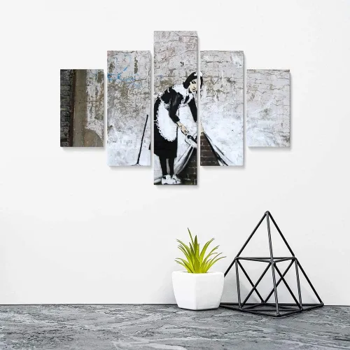 Vista 32 de Banksy Graffiti Street Art Colecciones de lienzos de arte callejero. Listo para colgar. Fabricado en Estados Unidos #FULL2