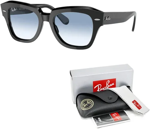 Vista 3 de Ray-Ban State Street RB2186 - Lentes de sol cuadrados para hombre y mujer + paquete con kit de gafas de diseñador iWear