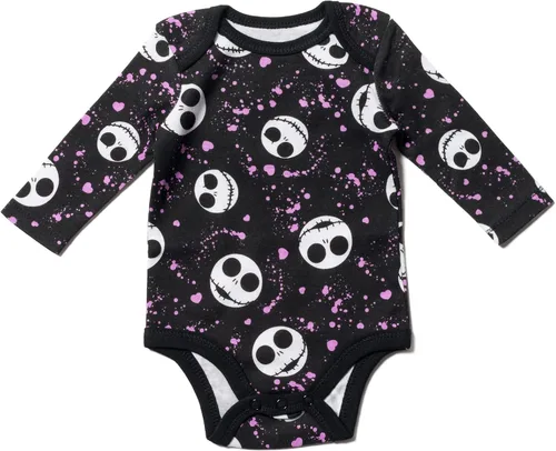 Vista 4 de Disney Nightmare Before Christmas Zero Sally Jack Skellington - Paquete de 3 mamelucos de peluche recién nacidos a bebés