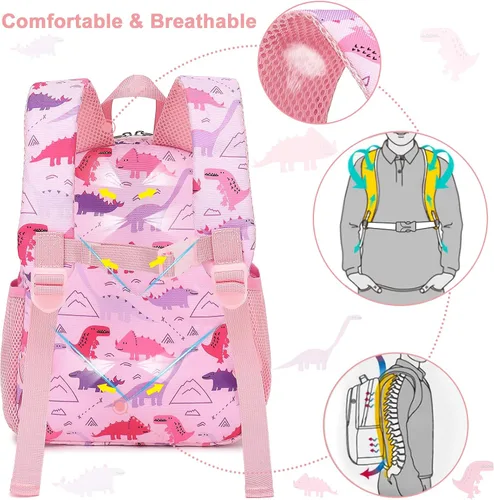 Vista 5 de CAMTOP Linda mochila para niños pequeños, bolsa escolar de animales de dibujos animados en 3D para niñas, niños, guardería de viaje, 2806 Dinosaurio