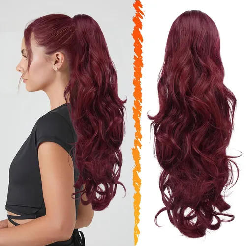 Vista 13 de BARSDAR Extensión de cola de caballo resaltada - 20 pulgadas de extensión de cola de caballo rizada y ondulada con cordón para mujeres - Extensiones