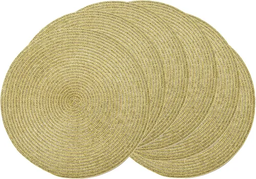 Vista 27 de AHHFSMEI Juego de 6 manteles individuales redondos trenzados de 15 pulgadas para mesas de comedor, tejido natural, resistentes al calor, color beige