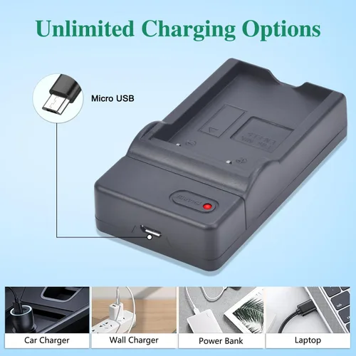 Vista 4 de Tectra Paquete de 2 baterías EN-EL5 y cargador USB para cámaras Nikon Coolpix P500, P510, P520, P530, P3, P4, P80, P90, P100, P5000, P5100, P6000