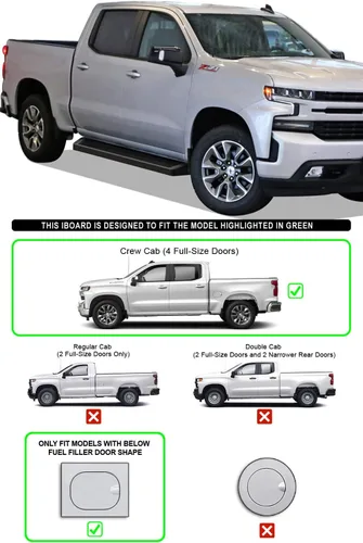 Vista 2 de APS Estribos negros compatibles con Chevy Silverado GMC Sierra 1500 2019-2026 Crew Cab y 2500 HD 3500 HD 2020-2026