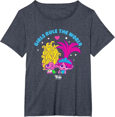 Vista 38 de DreamWorks Trolls Band Together - Camiseta para niñas con leyenda "Rule", diseño Negro