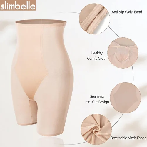 Vista 5 de SLIMBELLE Pantalones cortos moldeadores para mujer, control de abdomen, sin costuras, moldeadores de cuerpo cortos de cintura alta para adelgazar