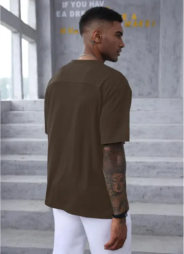 Vista 5 de YawYews Camisetas atléticas de moda para hombre, de manga corta, casual, lisas, holgadas, para entrenamiento, gimnasio, ropa de calle