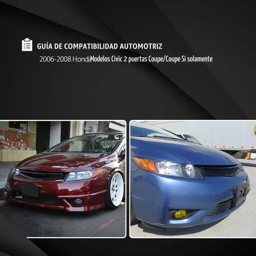 Vista 4 de Rejilla Autozensation para Honda Civic 2006-2008 Negro Izquierdo+Derecha