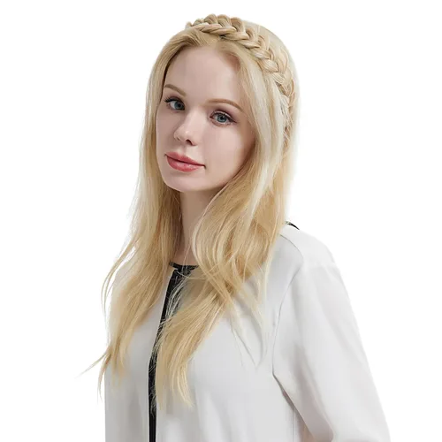 Vista 7 de Banda ancha trenzada para el cabello, accesorios para el cabello, banda elástica antideslizante para mujeres y niñas (A1002)