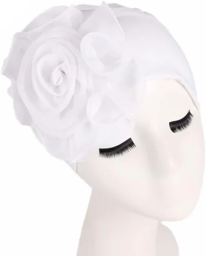 Vista 2 de YYAOJHAO Sombreros de turbante de quimioterapia para mujer, gorro elástico con flores, rejilla de color sólido para cubrir el cabello del cáncer