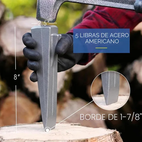 Vista 2 de Cuña Sure Split Estwing E-5 de 9 pulgadas con punta para cortar de 1-7/8 pulgadas Fabricado en Estados Unidos, el acabado puede variar
