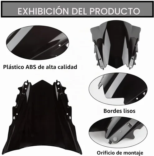 Vista 4 de PSLER Parabrisas Parabrisas Doble Burbuja para YZF R3 R25 2014-2018 2014 2015 2016 2017 2018 (Negro)