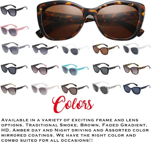 Vista 5 de Polarspex - Lentes de sol polarizados clásicos para mujer, diseño retro de ojo de gato