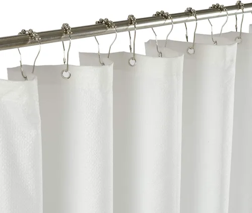 Vista 14 de Forro de cortina de ducha en relieve de microfibra para cabina de 48 x 72 pulgadas, cortina de baño de tela suave lavable y repelente al agua, Blanco