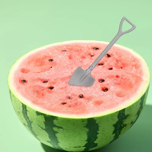 Vista 8 de Angoily Paquete de 4 cucharas de pomelo con borde dentado de acero inoxidable para sandía, cítricos, melón, melocotón, pala curvada, 6.18 pulgadas