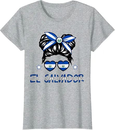 Vista 24 de Camiseta de El Salvador para Niñas Bandera Patrimonio Hispano Salvadoreño