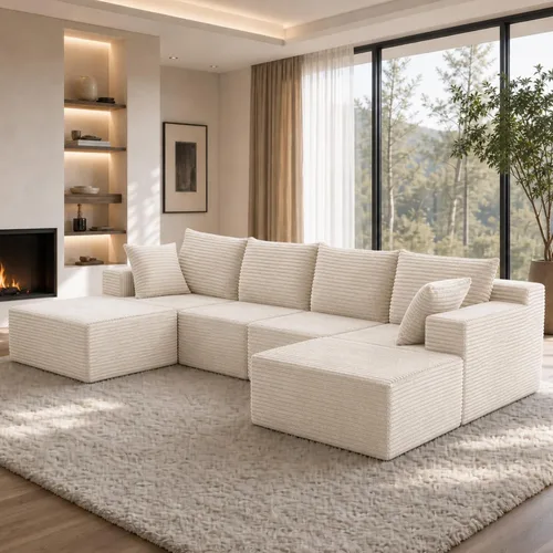 Vista 20 de Sofá modular modular en forma de U de 103 pulgadas con 2 otomanas Negro