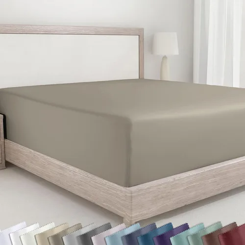 Vista 9 de California Design Den - Sábana bajera ajustable blanca, 100% algodón de 400 hilos, sábanas refrescantes de satén, no elástico que se desprende