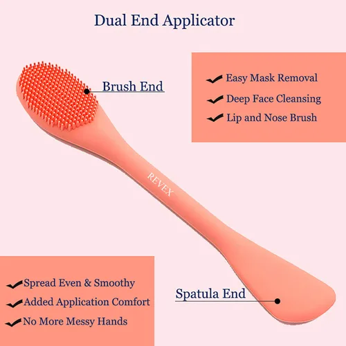 Vista 3 de REVEX Aplicador de máscara facial de silicona, limpiador facial, exfoliante de poros, 2 cepillos de limpieza de poros, cepillos de limpieza facial