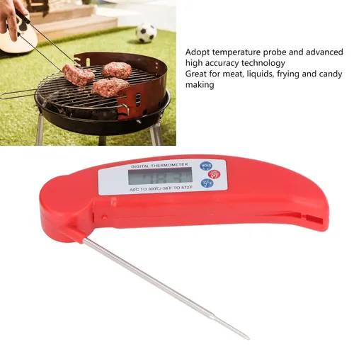 Vista 4 de Termómetro de alimentos, termómetro de carne ampliamente utilizado con función de calibración de apagado automático con sonda plegable para cocina