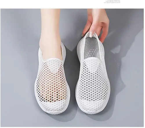 Vista 5 de Zapatos de malla para caminar para mujer, transpirables, sin cordones, ligeros, de moda, para ocio, tenis de secado rápido