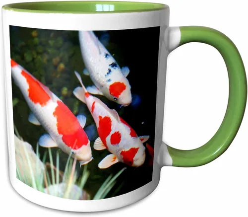 Vista 11 de 3dRose Taza negra de dos tonos con diseño de pez Koi blanco y naranja japonés de 11 oz Negro