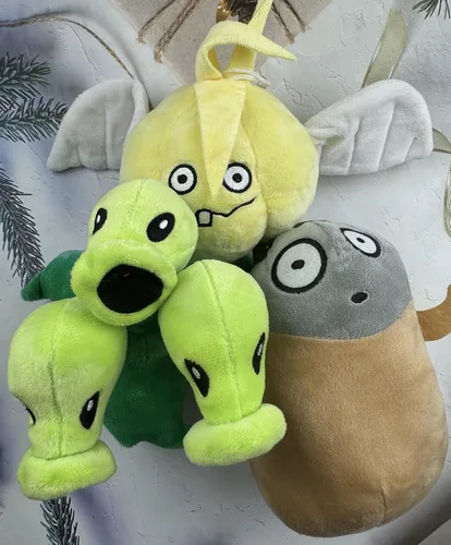 Vista 5 de JHESAO Juego de 3 piezas de plantas y zombis de tres piezas de plantas de zombies de felpa, imitación de PVZ de peluche 1 2 muñeco de ajo suave